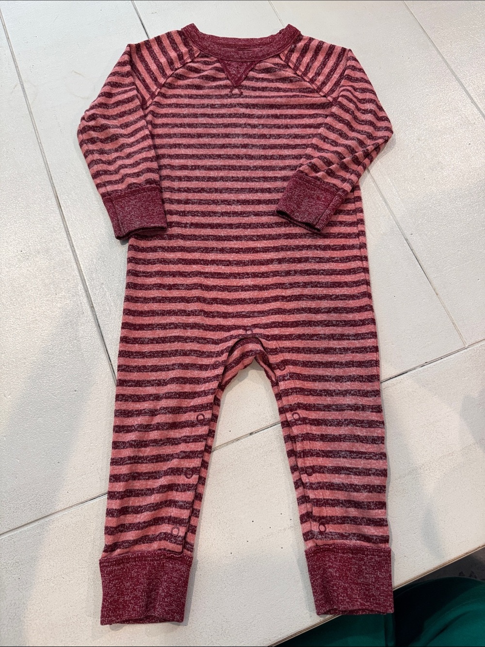 Cat & Jack Burgundy and Pink Striped One-Piece